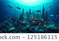 A city built in the deep sea by intelligent squids and sharks. Various deep sea creatures live here, with buildings of all sizes. 125186115