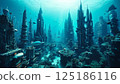 A city built in the deep sea by intelligent squids and sharks. Various deep sea creatures live here, with buildings of all sizes. 125186116