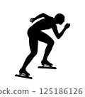 young skater at speed skating competition outlined real silhouette 125186126