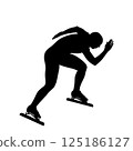 female skater at speed skating competition outlined real silhouette 125186127