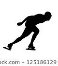 man skater at speed skating competition outlined black silhouette 125186129