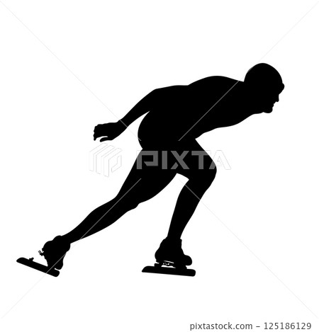 man skater at speed skating competition outlined black silhouette man skater at speed skating competition outlined black silhouette 125186129