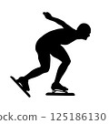 man athlete at speed skating competition black silhouette 125186130