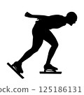 woman skater at speed skating competition outlined black silhouette 125186131