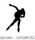 woman athlete at speed skating competition black silhouette  125186132
