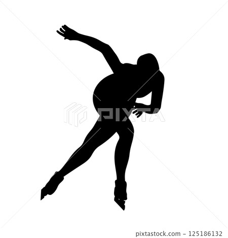 woman athlete at speed skating competition black silhouette woman athlete at speed skating competition black silhouette 125186132
