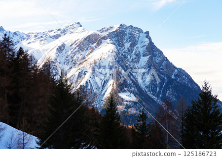 Wintertime landscape of Alps on Simplon Pass 125186723