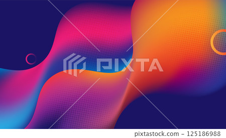 Abstract Fluid Waves in Blue and Pink 125186988
