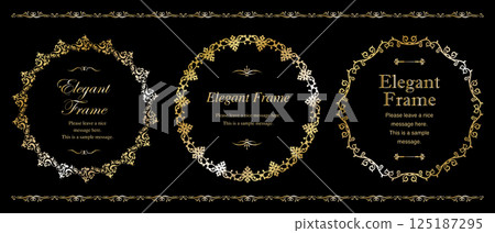 Luxurious and elegant frame set, decorative border, ornamental design, gold, gold_background 125187295