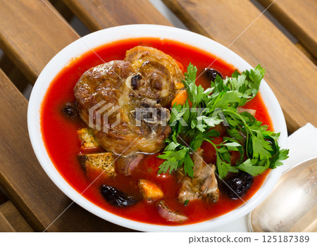 Meat tomato soup with mutton Meat tomato soup with mutton 125187389