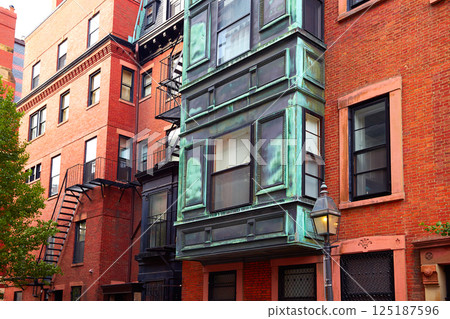 Boston Beacon Hill brick wall facades Massachusetts Boston Beacon Hill brick wall facades Massachusetts 125187596