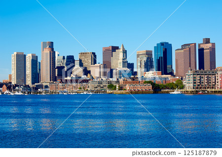 Boston Massachusetts skyline from Harbor 125187879