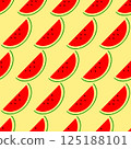 Watermelon drawing illustration vector seamless pattern. Simple design. 125188101