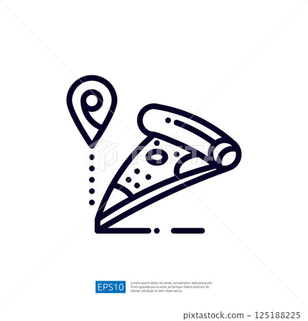 The image features a stylized slice of pizza with a location pin, suggesting food delivery or a map-based service for finding pizza. The image features a stylized slice of pizza with a location pin, suggesting food delivery or a map-based service for finding pizza. 125188225
