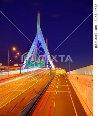 Boston Zakim bridge sunset in Massachusetts Boston Zakim bridge sunset in Massachusetts 125188648