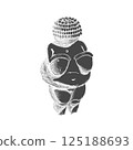 Hand drawn paleolithic figurine of Venus of Willendorf. Symbol of fertility, motherhood. For historical, archaeological, anthropological projects. Vector illustration in vintage engraving style. 125188693