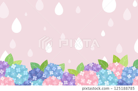Simple background of hydrangeas blooming on a rainy day 125188785