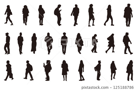 Street people silhouette illustration set 125188786