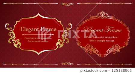 豪華典雅框架套裝，裝飾設計，裝飾邊框，典雅的背景，金色，紅色_2 125188905