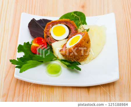 Scotch egg with quail eggs 125188984