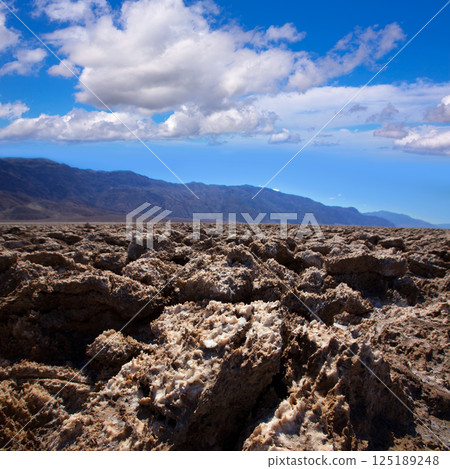 Devils golf course Death Valley salt clay formations 125189248