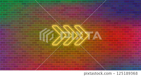 Vector Brick Wall Background. Yellow Neon Arrow. Abstract Colorful Brick Pattern Vector Brick Wall Background. Yellow Neon Arrow. Abstract Colorful Brick Pattern 125189368