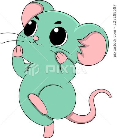 Happy Dancing Mouse Cartoon Sticker Illustration Happy Dancing Mouse Cartoon Sticker Illustration 125189587