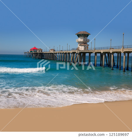 Huntington beach Surf City USA pier view Huntington beach Surf City USA pier view 125189697