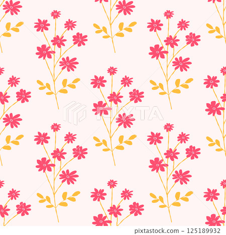 Flower pattern, seamless floral pattern, cute flower background. Flower repeat pattern. Floral print, surface design. Pattern for fashion, texture, fabric, wrapping, decor 125189932