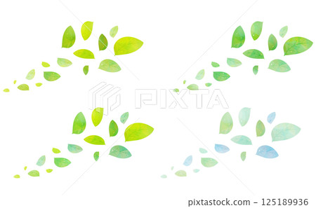 一組清新的樹葉在微風中飄舞的插圖 一組清新的樹葉在微風中飄舞的插圖 125189936
