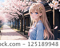 擺在櫻花樹下的高中女孩 125189948