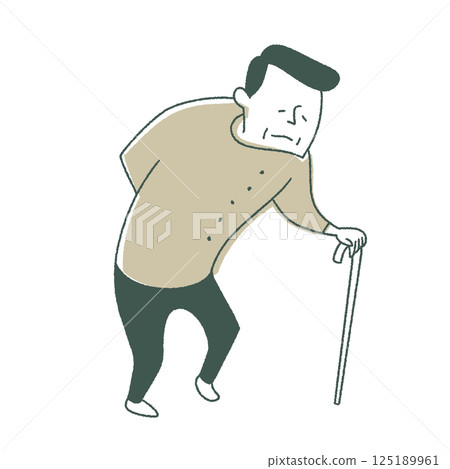 Elderly man walking with a cane 125189961