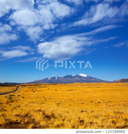 Arizona Highway 89 US with view of snow Humphreys peak Arizona Highway 89 US with view of snow Humphreys peak 125190068