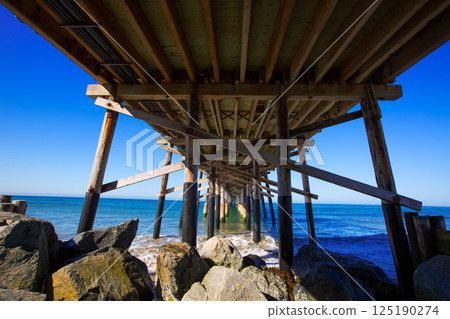 Newport pier beach in California USA from below 125190274