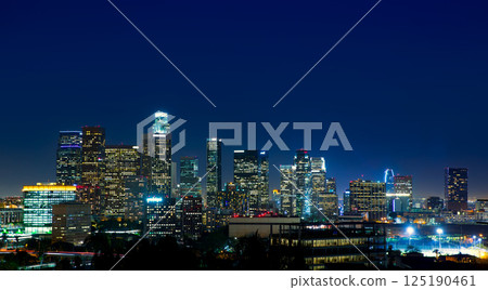 Downtown LA night Los Angeles sunset skyline California Downtown LA night Los Angeles sunset skyline California 125190461