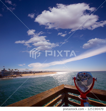 Newport beach in California view from pier telescope 125190470
