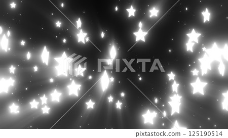 White glowing stars on a black background, creating a high-contrast, celestial pattern with twinkling light effects 125190514