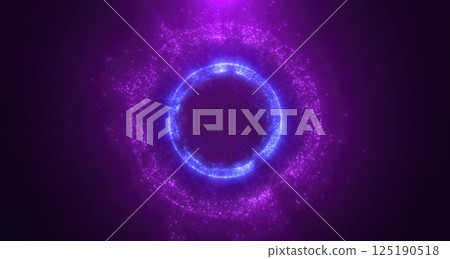 A radiant purple energy ring with glowing particles in a dark cosmic background, symbolizing futuristic technology, space, and power A radiant purple energy ring with glowing particles in a dark cosmic background, symbolizing futuristic technology, space, and power 125190518