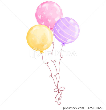 Watercolor party balloons hand drawn 5 125190653