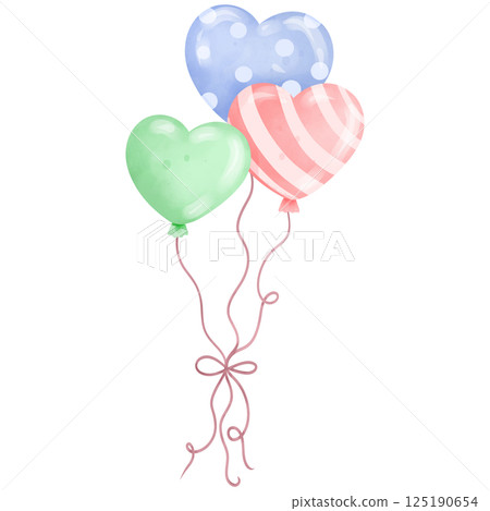 Watercolor party balloons hand drawn 4 Watercolor party balloons hand drawn 4 125190654