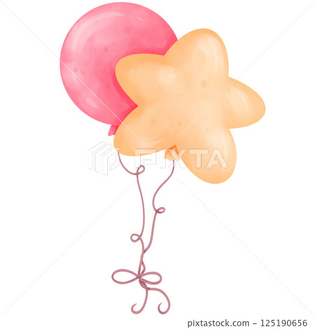 Watercolor party balloons hand drawn 2 Watercolor party balloons hand drawn 2 125190656