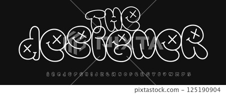 Bubble Graffiti Outline Font, Fun Urban Alphabet, Cool Drip Letters. Youth Comic Typeface for Hip Hop Street Art, Tee Slogan, Lettering, Trend Poster Typography, Funk Culture Design. Vector Typeset Bubble Graffiti Outline Font, Fun Urban Alphabet, Cool Drip Letters. Youth Comic Typeface for Hip Hop Street Art, Tee Slogan, Lettering, Trend Poster Typography, Funk Culture Design. Vector Typeset 125190904
