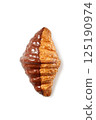 Half chocolate delicious french croissant bun on white background 125190974