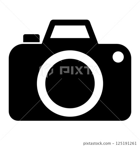 Simple and flat black and white camera icon on white background Simple and flat black and white camera icon on white background 125191261