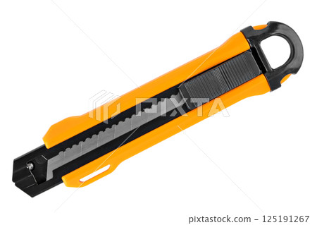 stationery knife black with orange isolated on white background stationery knife black with orange isolated on white background 125191267