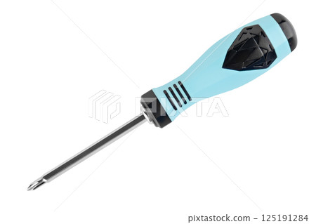 screwdriver with black blue handle isolated on white background screwdriver with black blue handle isolated on white background 125191284