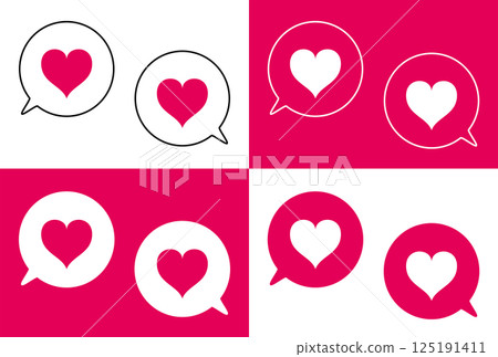 Simple speech bubble set, heart symbol, red 125191411