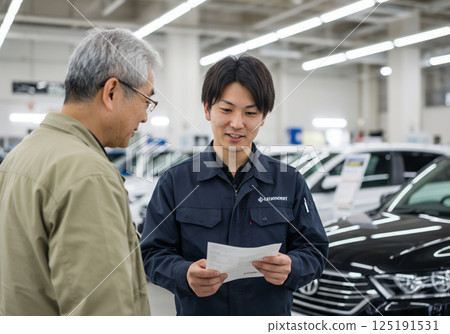 Mechanic serving customers Mechanic serving customers 125191531