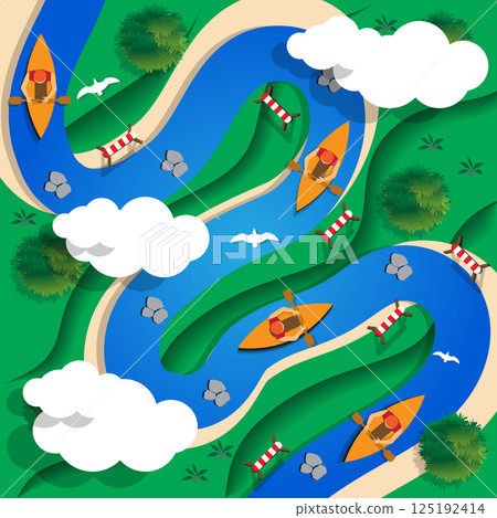Slalom Kayak. View from above. Vector illustration. 125192414