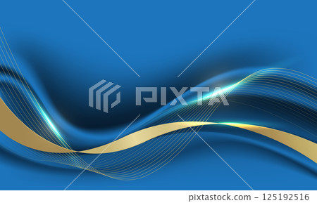 Abstract gold black ribbon curve overlap on blue luxury background vector Abstract gold black ribbon curve overlap on blue luxury background vector 125192516